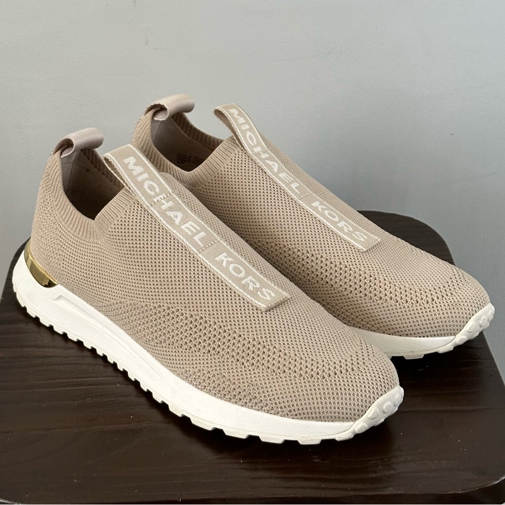 Cream Michael Kors Knit Slip-On Sneaker